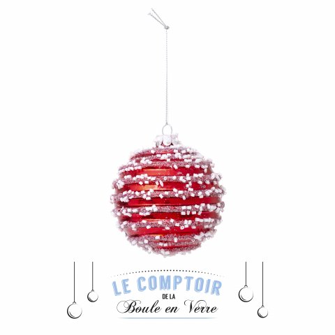 BOULE DE NOEL VERRE 80MM PAILL PERLES