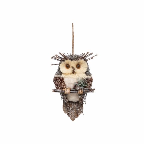 SUSP PLF HIBOU BRANCHE H28CM