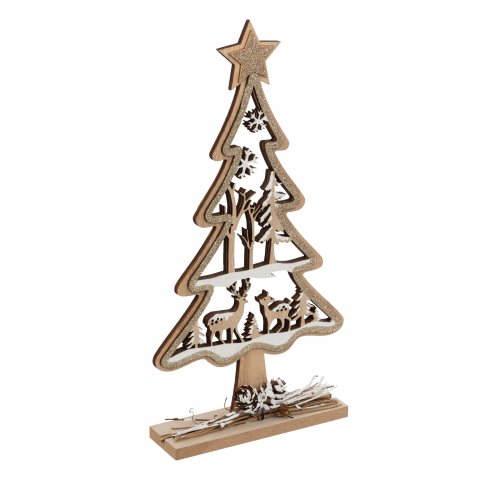 SAPIN BOIS AJOURE RENNE 29CM