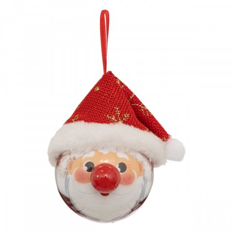 BOULE DE NOEL PAPIER PERE NOEL CHAP 65MM