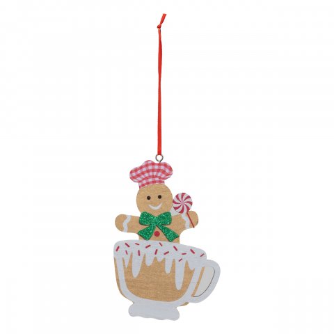 SUJET DE NOEL BOIS TASSE BONHOMME 12CM