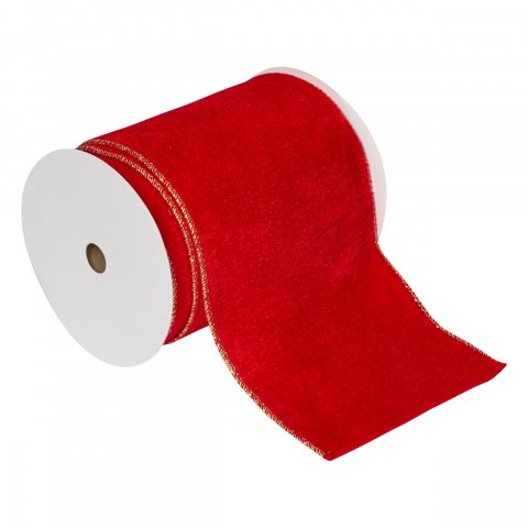 GUIRLANDE DE NOEL  RUBAN VELOUR ROUGE 12CMX5M