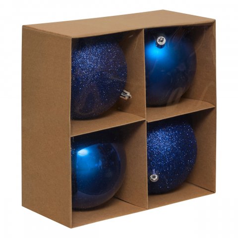 BOULE DE NOEL 100MM X4 BLEU NUIT SVEA