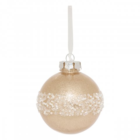 BOULE DE NOEL PLAST PAILL OR PERL 80MM