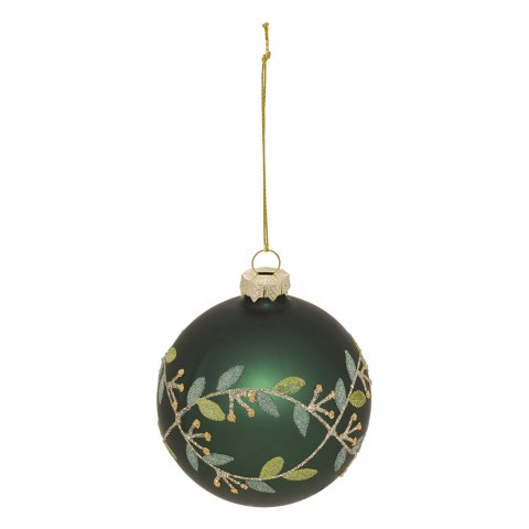 BOULE DE NOEL VERRE 80MM BRNCH GUI VRT