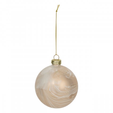 BOULE DE NOEL VERRE 80MM MARBRE BLANC OR