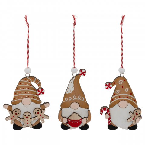 SUJET DE NOEL BOIS GNOMES EPICE X3 10CM